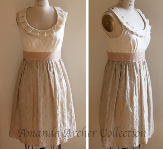 Amanda Archer for Etsy, Flowers and Cream Pleated Dress
